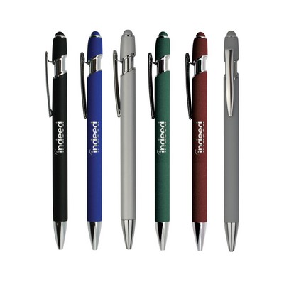 Union Printed - Soft Rubber Finish Click Metal Ballpoint Stylus Pen